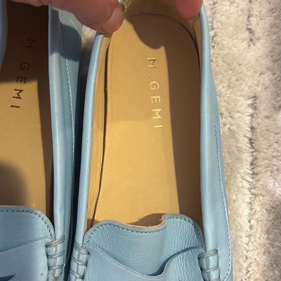 M. Gemi Light Blue Leather Loafers - Picture 2 of 7